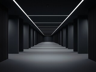 A corridor that appears normal at first glance but reveals itself to be shrinking endlessly the further one walks. The walls seem to converge at a distant point, creating an unsettling illusion.