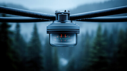 Obraz premium Professional camera capturing blurred trees in background highlighting nature and photography in minimalist style