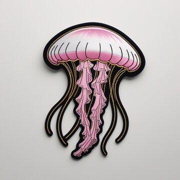 Jellyfish patch for additional decoration in delicate work with high embroidery details.