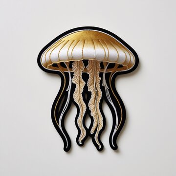 Jellyfish patch for additional decoration in delicate work with high embroidery details.