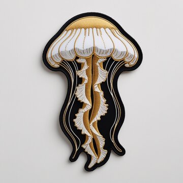 Jellyfish patch for additional decoration in delicate work with high embroidery details.
