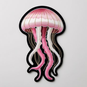 Jellyfish patch for additional decoration in delicate work with high embroidery details.