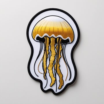 Jellyfish patch for additional decoration in delicate work with high embroidery details.