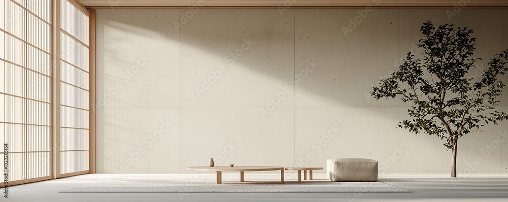 Poster a room with furniture that appears both huge and tiny depending on where the viewer stands, creating
