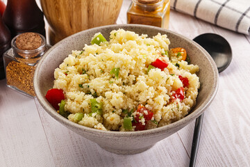 Vegan cuisine couscous with vegetables