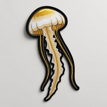 Jellyfish patch for additional decoration in delicate work with high embroidery details.