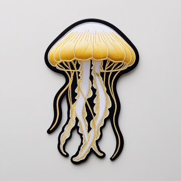 Jellyfish patch for additional decoration in delicate work with high embroidery details.