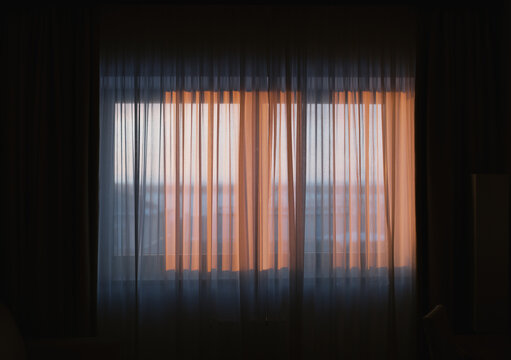 window with evening light, blank background