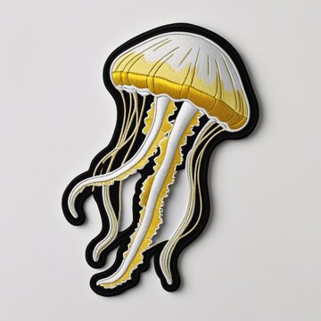 Jellyfish patch for additional decoration in delicate work with high embroidery details.