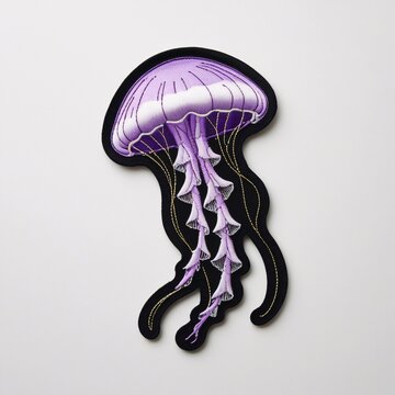 Jellyfish patch for additional decoration in delicate work with high embroidery details.