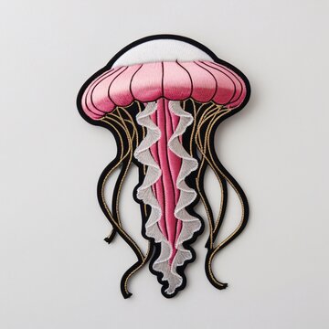 Jellyfish patch for additional decoration in delicate work with high embroidery details.