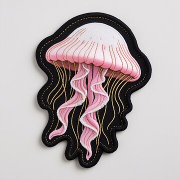 Jellyfish patch for additional decoration in delicate work with high embroidery details.