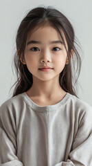 Fototapeta premium An Asian Girl Standing Confidently In Front Of A White Clean Background