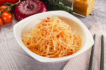 Asian spicy glass noodle salad