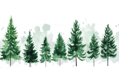 Obraz premium Minimalist Watercolor Pine Tree Silhouette Vector Art for Nature Lovers and Designers