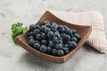 Sweet ripe blueberry on the bowl