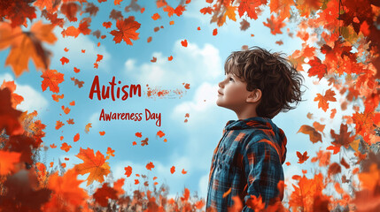Little boy with Autism Awareness Day 