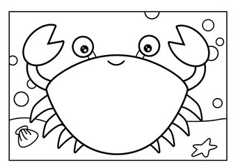 Crab Outline Illustration for Coloring Page