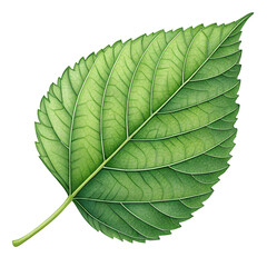 single vibrant green leaf isolated on white background png