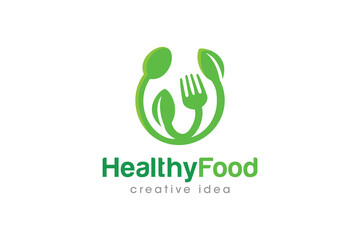 Creative Healthy Food Logo Vector Design Template