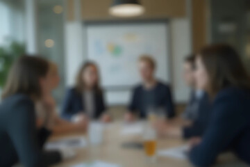 Fototapeta premium abstract blur group of manager businesswoman on marketing team talk and discuss about project in board room at office for business background concept