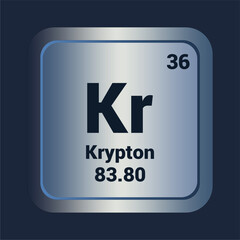 Krypton Kr icon. Number Thirty Seven. Mass 83.80 detail. Vector Background.