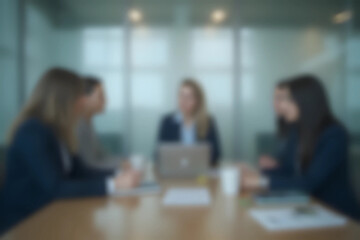 abstract blur group of manager businesswoman on marketing team talk and discuss about project in board room at office for business background concept