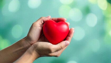 Hand holding red heart, World health day, Health care and mental health concept, Health insurance, Charity volunteer donation, CSR responsibility, World heart day, Self love