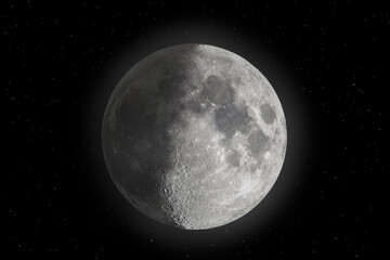 detailed moon in the night sky, HDR moon
