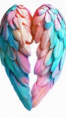 Fototapeta premium Beautiful ethereal wings with soft pastel colors isolate on transparent background