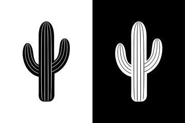 Simple Cactus Icon High-Quality Black and White Silhouette Vector.