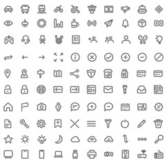 Basic Line Icon Set Web Mobile Stock Vector