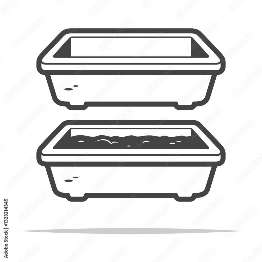 Canvas Prints rectangular planter pot outline icon transparent vector isolated