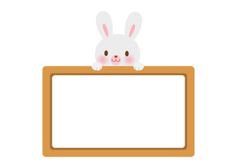 Cute bunny with board frame template design element.