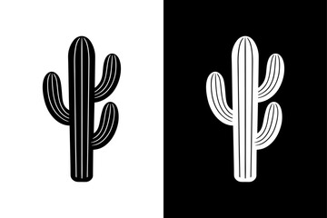 Simple Cactus Icon High-Quality Black and White Silhouette Vector.