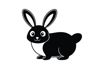 Silhouette of a fluffy rabbit vector art illustration.eps