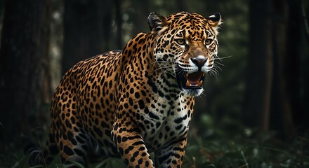 Obraz premium Majestic Jaguar in the Rainforest