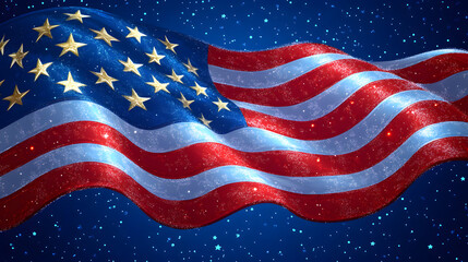 Obraz premium Waving American flag to celebrate patriotism and freedom,Happy Presidents Day United States Of America