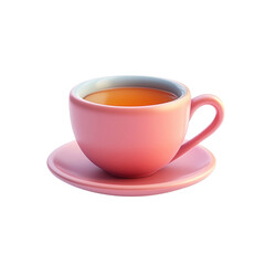 Fototapeta premium A 3D icon of a cup of tea, detailed and soothing, with a white background and transparent background, png.