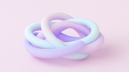 Naklejka premium Pastel-colored intertwined loops on pink background.