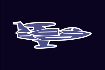 American cold war fighter plane vector illustration. simple aircraft logo, military equipment.