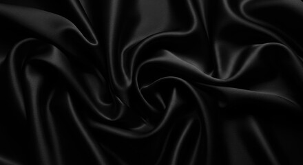 Obraz premium Black and white satin fabric with crumpled texture and elegant folds