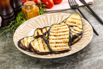 Grilled eggplant slice snack appetizer