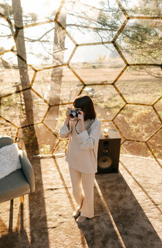 Woman using camera