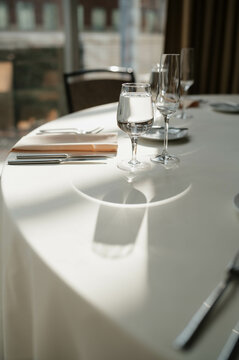 Drinking glass on a table