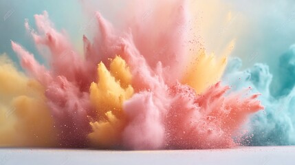 Fototapeta premium Pastel powder explosion, vibrant colors, studio shot, abstract background, design element