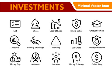 Modern Investments Icon Collection. Financial Vector Graphics for Digital Assets and Wealth
