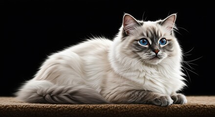 Obraz premium Stunning Ragdoll Cat Portrait: A Majestic Fluffy Friend
