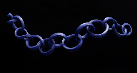 Abstract Digital Art of Double Helix DNA – Swirling Blue & Silver Strands, Depth & Contrast on Dark Gray Background, Symbolizing Life Force & Movement with Geometric & Organic Forms