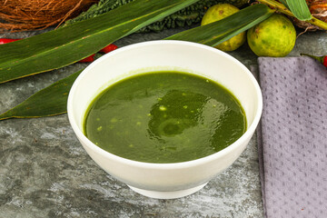 Green spinach cream vegan soup